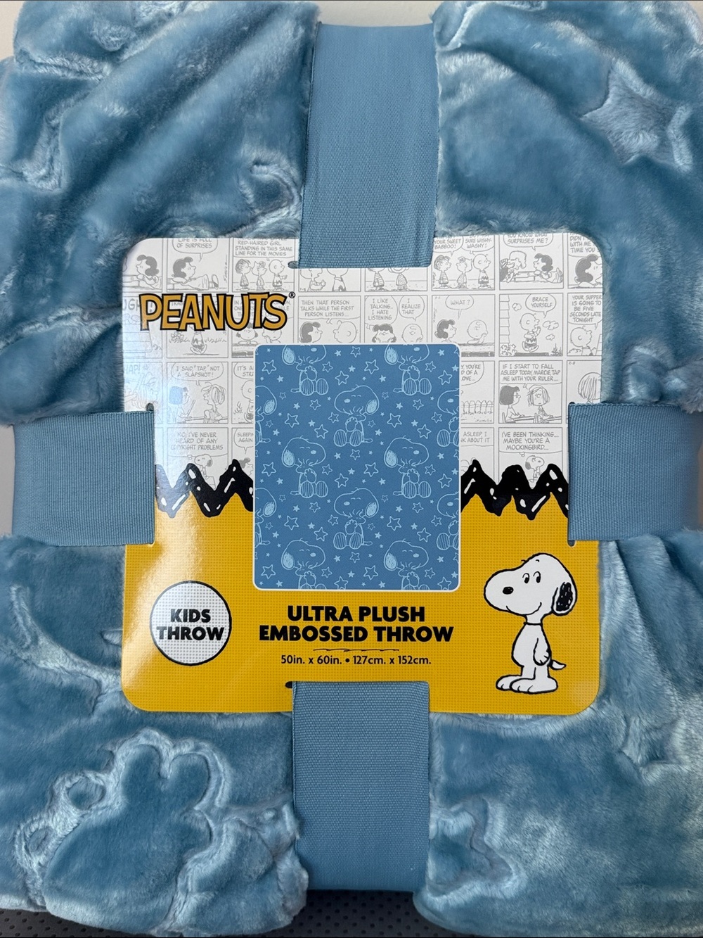 Kids Blue Soft plush Snoopy Star & Moon throw blanket